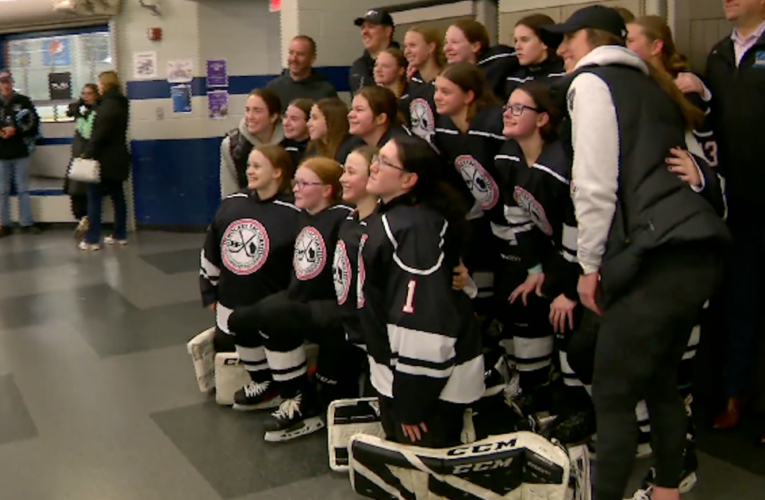 Girls growing the game of hockey with pros cheering them on