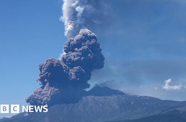 Mount Etna erupts as large plumes rise from volcano