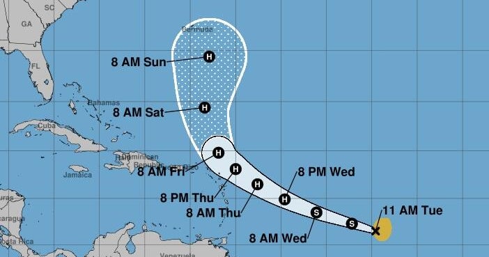 Tropical Storm Jerry forms over the central Atlantic Ocean